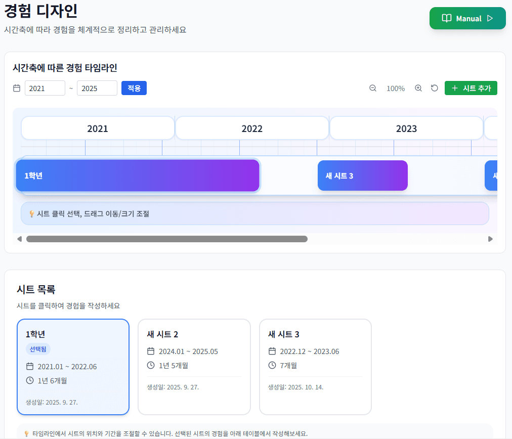 경험 디자인 타임라인