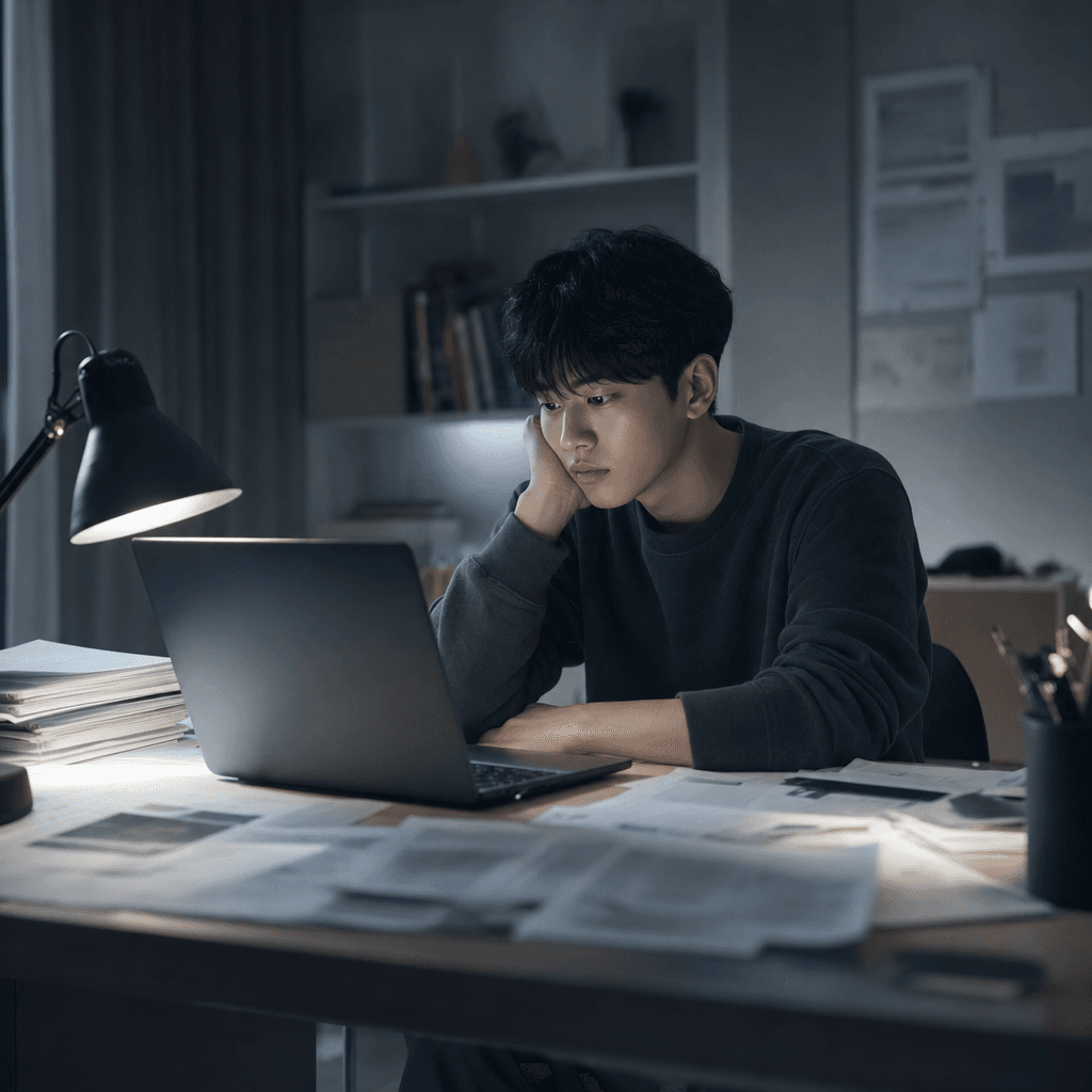 지원 직무를 정하지 못해 막막해하는 모습